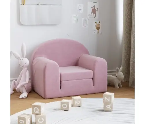 Bērnu Dīvāngulta, Rozā, Mīksts Plīšs Vidaxl