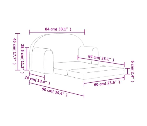 Vaikiška Dvivietė Sofa-Lova, Pilka, Pliušas, Su Žvaigždėmis