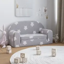 Vaikiška Dvivietė Sofa-Lova, Pilka, Pliušas, Su Žvaigždėmis