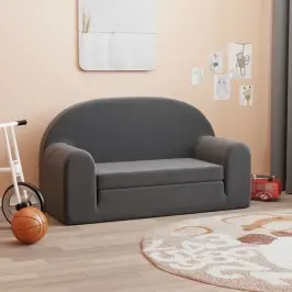 Divvietīga Bērnu Dīvāngulta, Antracītpelēka, Mīksts Plīšs Vidaxl