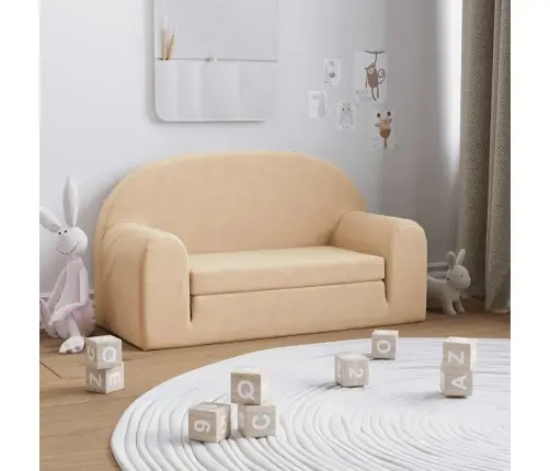 Divvietīga Bērnu Dīvāngulta, Krēmkrāsa, Mīksts Plīšs Vidaxl