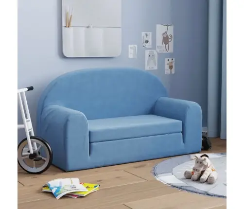 Divvietīga Bērnu Dīvāngulta, Zila, Mīksts Plīšs Vidaxl