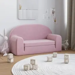 Vaikiška Dvivietė Sofa-Lova, Rožinės Spalvos, Minkštas Pliušas
