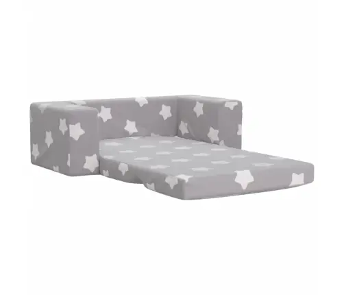 2-Kohaline Laste Diivanvoodi Tähtedega, Helehall, Pehme Plüüs