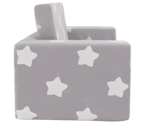 2-Kohaline Laste Diivanvoodi Tähtedega, Helehall, Pehme Plüüs