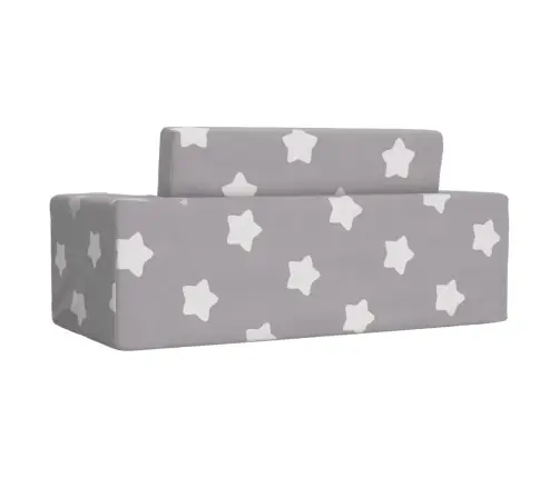 2-Kohaline Laste Diivanvoodi Tähtedega, Helehall, Pehme Plüüs