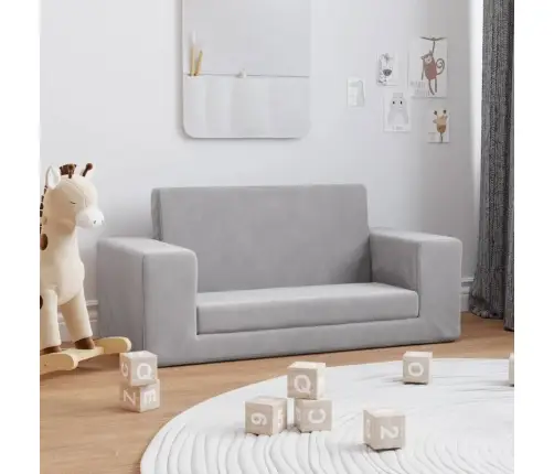 Divvietīga Bērnu Dīvāngulta, Gaiši Pelēka, Plīšs Vidaxl