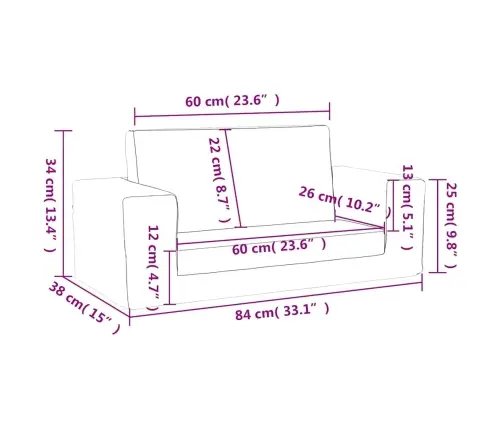 Divvietīga Bērnu Dīvāngulta, Krēmkrāsa, Mīksts Plīšs Vidaxl