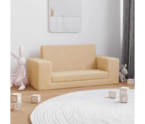 Divvietīga Bērnu Dīvāngulta, Krēmkrāsa, Mīksts Plīšs Vidaxl