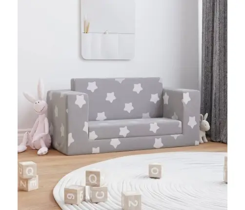 Divvietīga Bērnu Dīvāngulta, Gaiši Pelēka Ar Zvaigznēm, Plīšs Vidaxl
