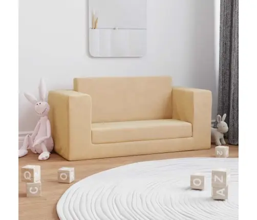 Divvietīga Bērnu Dīvāngulta, Krēmkrāsa, Mīksts Plīšs Vidaxl