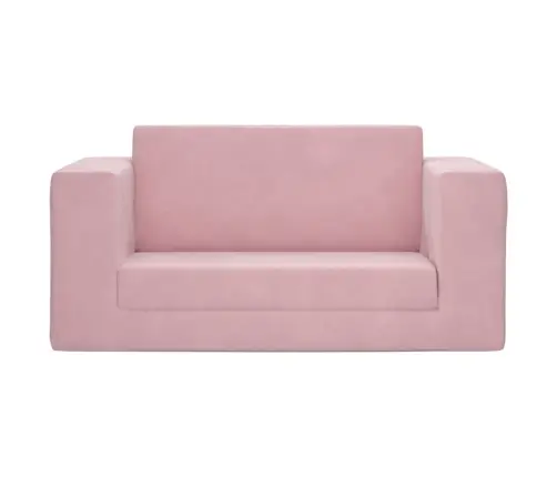Divvietīga Bērnu Dīvāngulta, Rozā, Mīksts Plīšs Vidaxl