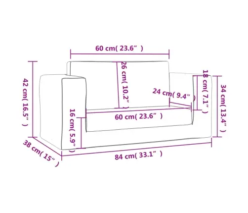 Divvietīga Bērnu Dīvāngulta, Rozā, Mīksts Plīšs Vidaxl