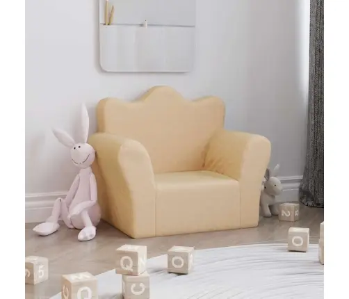 Bērnu Dīvāna, Krēmkrāsas, Mīksts Plīšs Vidaxl