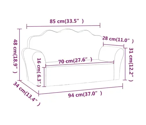 2-Kohaline Lastediivan Tähtedega, Helehall, Pehme Plüüs