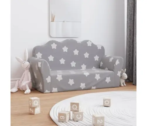 2-Kohaline Lastediivan Tähtedega, Helehall, Pehme Plüüs