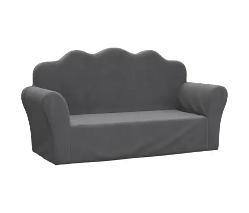Vaikiška Dvivietė Sofa, Antracito Spalvos, Minkštas Pliušas