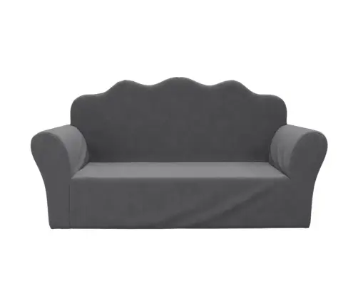 Vaikiška Dvivietė Sofa, Antracito Spalvos, Minkštas Pliušas