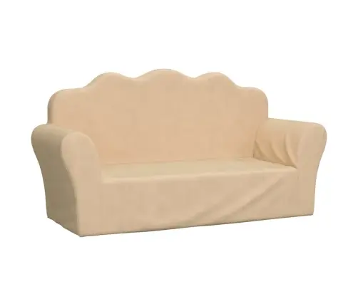 Dvivietė Vaikiška Sofa, Kreminės Spalvos, Minkštas Pliušas