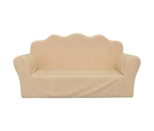 Dvivietė Vaikiška Sofa, Kreminės Spalvos, Minkštas Pliušas