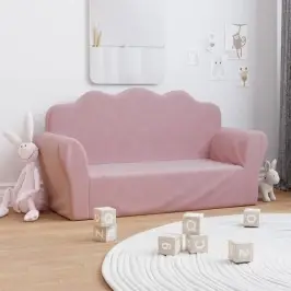 Vaikiška Dvivietė Sofa, Rožinė, Minkštas Pliušinis