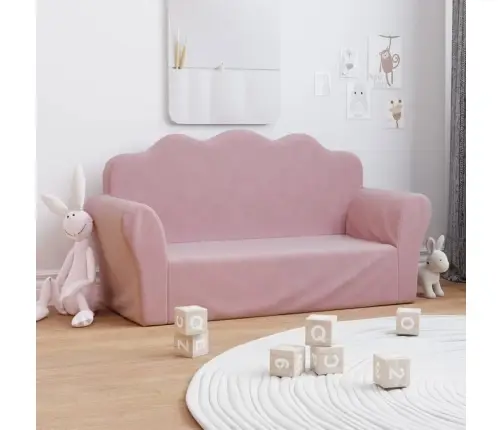 Vaikiška Dvivietė Sofa, Rožinė, Minkštas Pliušinis