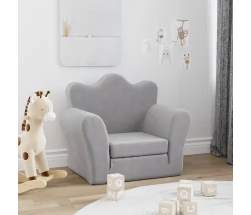 Bērnu Dīvāngulta, Gaiši Pelēka, Mīksts Plīšs Vidaxl