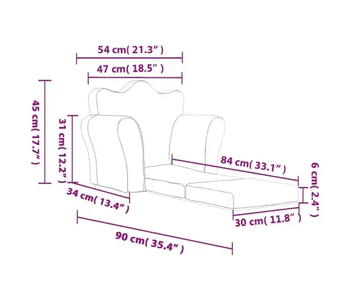 Bērnu Dīvāngultas, Krēmkrāsas, Mīksts Plīšs Vidaxl