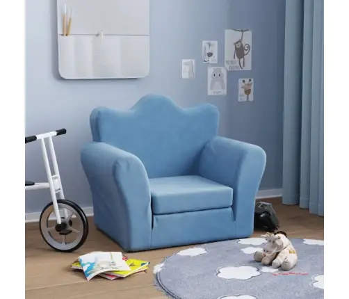 Vaikiška Sofa-Lova, Mėlynos Spalvos, Minkštas Pliušas