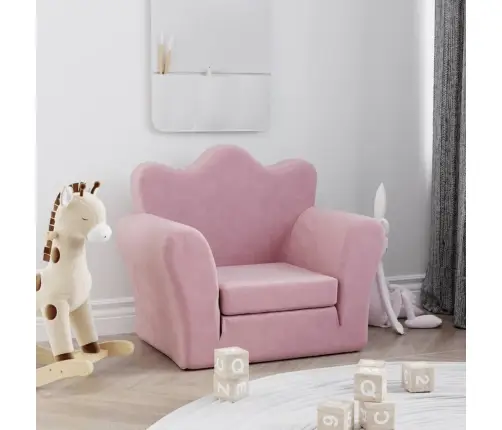 Bērnu Dīvāngulta, Rozā, Mīksts Plīšs Vidaxl