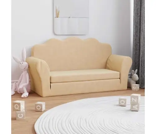 2-Kohaline Laste Diivanvoodi, Kreemjas, Pehme Plüüs