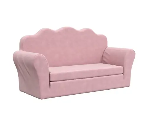 Divvietīga Bērnu Dīvāngulta, Rozā, Mīksts Plīšs Vidaxl