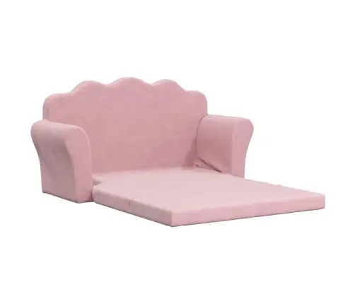 Divvietīga Bērnu Dīvāngulta, Rozā, Mīksts Plīšs Vidaxl