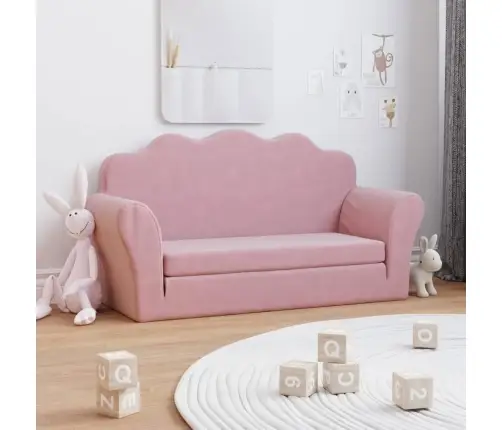 Divvietīga Bērnu Dīvāngulta, Rozā, Mīksts Plīšs Vidaxl