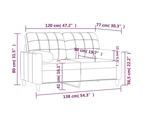 Divvietīgs Dīvāns Ar Spilveniem, Gaiši Pelēks, 120 Cm, Audums Vidaxl