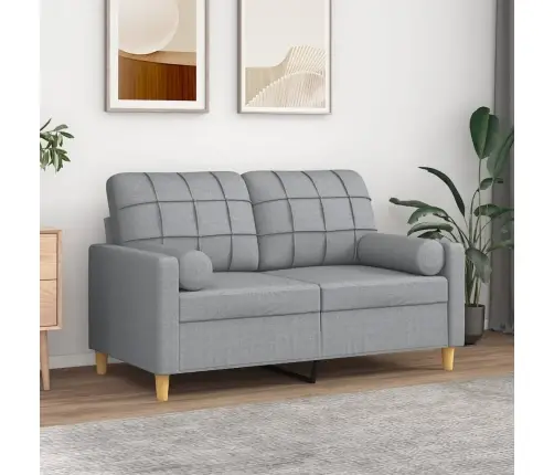 Divvietīgs Dīvāns Ar Spilveniem, Gaiši Pelēks, 120 Cm, Audums Vidaxl