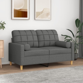 Divvietīgs Dīvāns Ar Spilveniem, Tumši Pelēks, 120 Cm, Audums Vidaxl