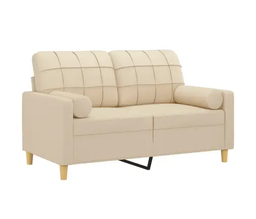 Divvietīgs Dīvāns Ar Spilveniem, Krēmkrāsas, 120 Cm, Audums Vidaxl