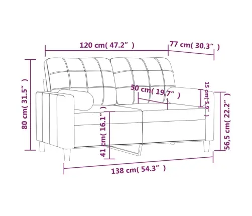 Divvietīgs Dīvāns Ar Spilveniem, Brūns, 120 Cm, Audums Vidaxl