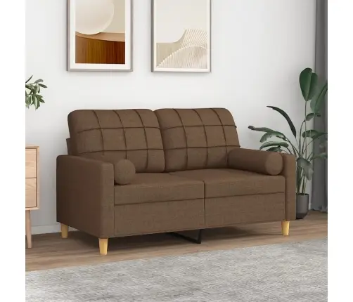 Divvietīgs Dīvāns Ar Spilveniem, Brūns, 120 Cm, Audums Vidaxl