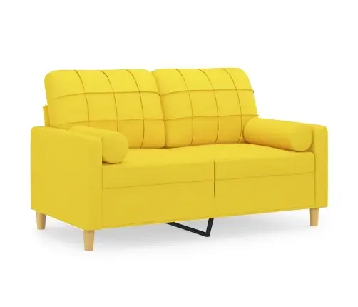 Divvietīgs Dīvāns Ar Spilveniem, Gaiši Dzeltens, 120 Cm, Audums Vidaxl