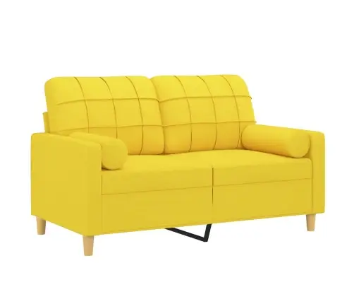 Divvietīgs Dīvāns Ar Spilveniem, Gaiši Dzeltens, 120 Cm, Audums Vidaxl