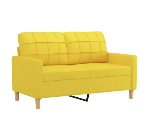 Divvietīgs Dīvāns Ar Spilveniem, Gaiši Dzeltens, 120 Cm, Audums Vidaxl