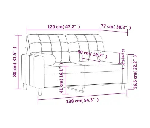 Divvietīgs Dīvāns Ar Spilveniem, Gaiši Dzeltens, 120 Cm, Audums Vidaxl