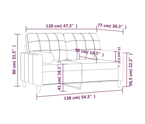 Divvietīgs Dīvāns Ar Spilveniem, Vīnsarkans, 120 Cm, Audums Vidaxl