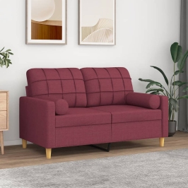 Divvietīgs Dīvāns Ar Spilveniem, Vīnsarkans, 120 Cm, Audums Vidaxl