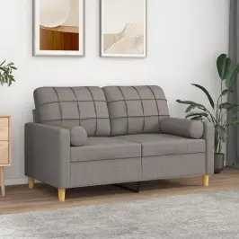 Divvietīgs Dīvāns Ar Spilveniem, Pelēkbrūns, 120 Cm, Audums Vidaxl Divvietīgs Dīvāns Ar Spilveniem, Pelēkbrūns, 120 Cm, Audums Vidaxl