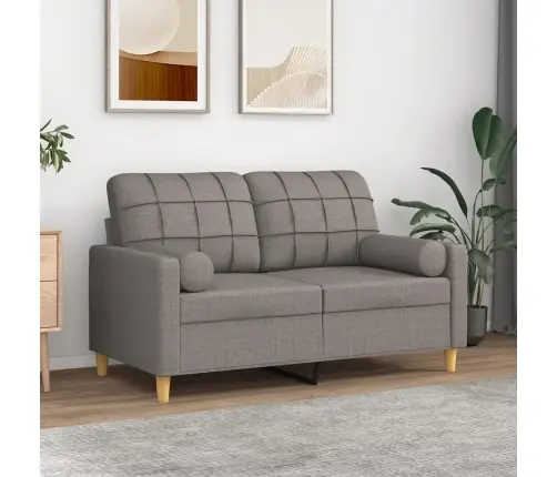 Divvietīgs Dīvāns Ar Spilveniem, Pelēkbrūns, 120 Cm, Audums Vidaxl