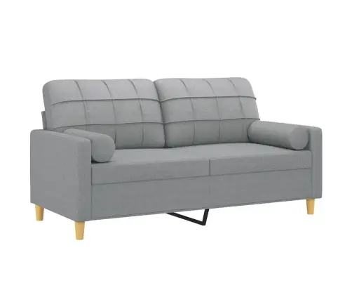 Divvietīgs Dīvāns Ar Spilveniem, Gaiši Pelēks, 140 Cm, Audums Vidaxl
