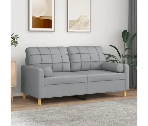 Divvietīgs Dīvāns Ar Spilveniem, Gaiši Pelēks, 140 Cm, Audums Vidaxl